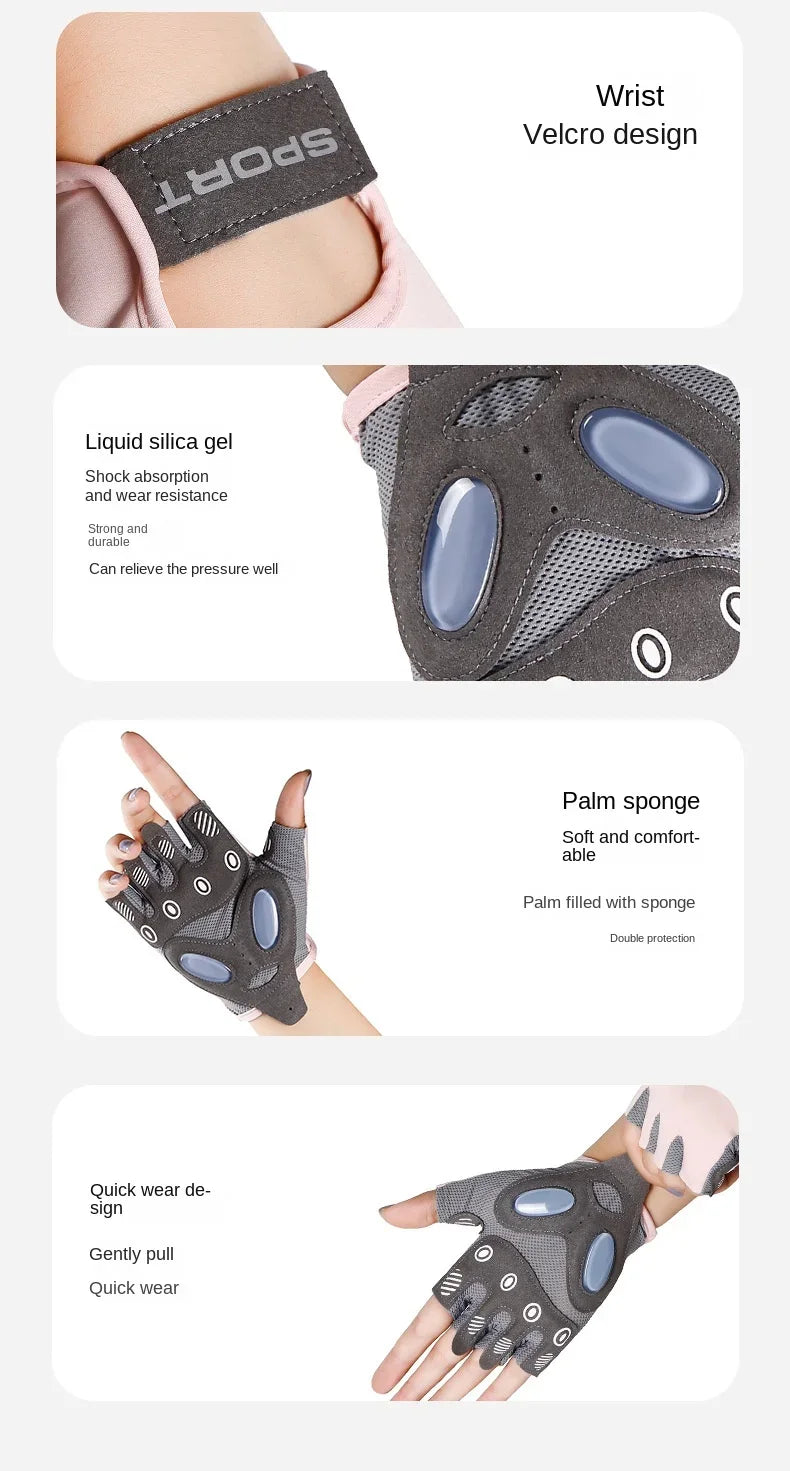 1 Pair Gym Body Building Training Fitness Gloves Sports Weight Lifting Exercise Slip-Resistant Gloves for Women Men Yoga Gloves